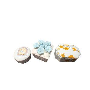 Vintage Lot of 3 Porcelain Trinket Boxes